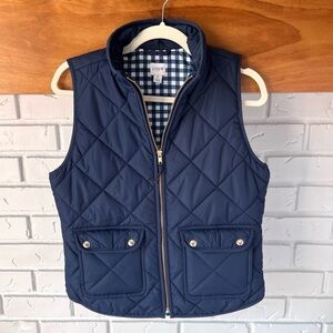 J. Crew Factory Puffer Vest with Snap Pockets, Blue, Small